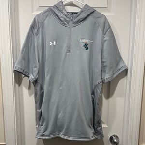 Under Armour Light Gray Short-Sleeve Hooded Quarter-Zip Pullover